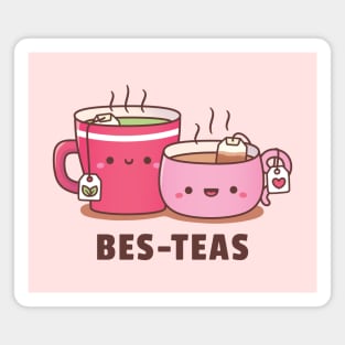 Cute Teacups Bes-Teas Besties Pun Humor Magnet